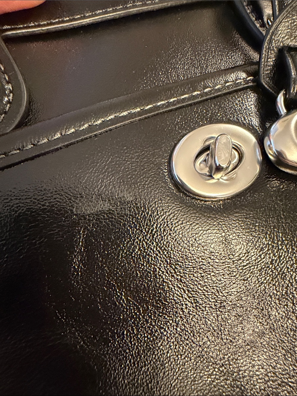 Coach Rhyder Satchel Bag 24 Glazed Leather Black Silver - Picture 12 of 14